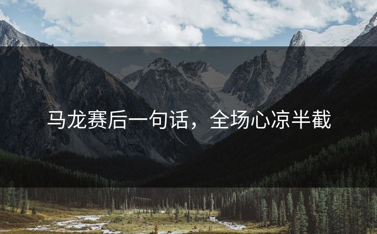 马龙赛后一句话，全场心凉半截