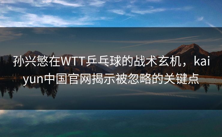 孙兴慜在WTT乒乓球的战术玄机，kaiyun中国官网揭示被忽略的关键点