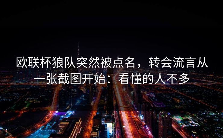 欧联杯狼队突然被点名，转会流言从一张截图开始：看懂的人不多