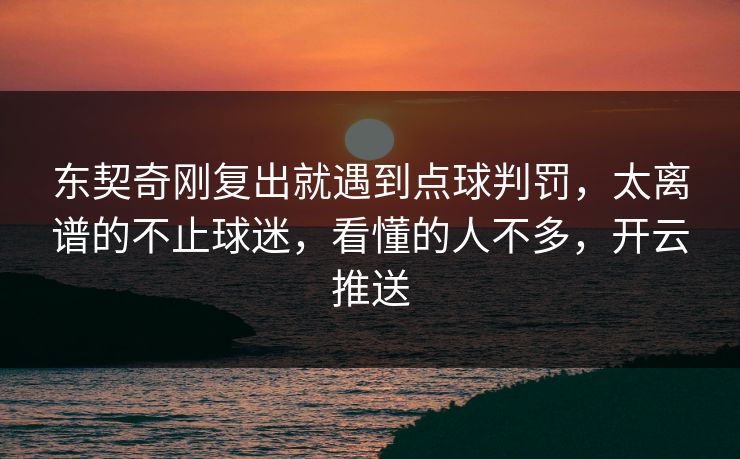 东契奇刚复出就遇到点球判罚，太离谱的不止球迷，看懂的人不多，开云推送